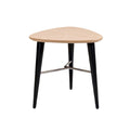 **Tableau en bois en forme de triangle avec pieds noirs**