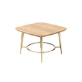 **Table basse carrée en bois avec pieds en métal doré**
